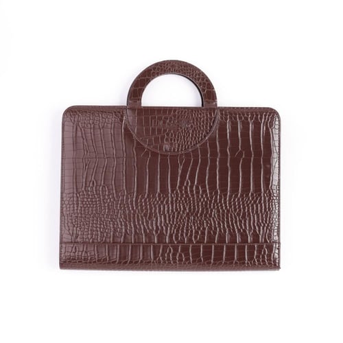 فولدر Dossié البني الداكن بنقشة جلد التمساح – حقيب...