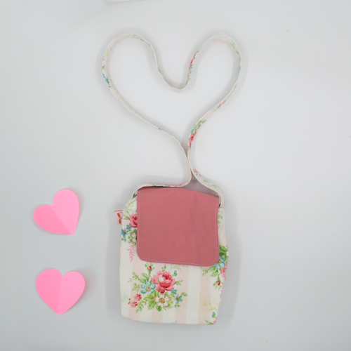 Handmade cloth shoulder bag with floral print