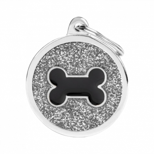 قلادة ماي فاميلي دائرة مزخرفة فضي مع اسود عظمة