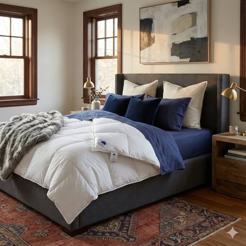 لحاف فندقي فاخر بلون أبيض ناعم