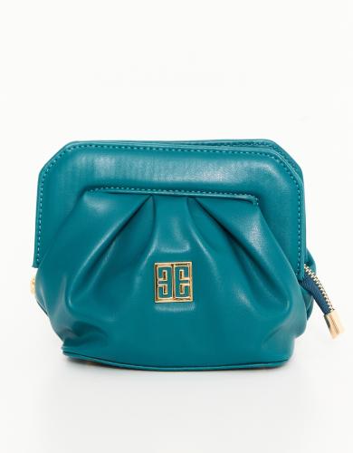 Blue turquoise handbag made of leather