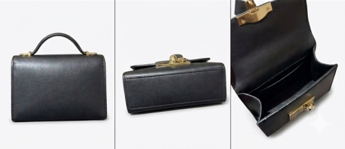 Luxurious black leather bag