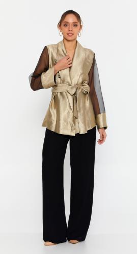 Black and gold suit