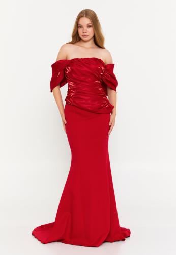 Red crepe fabric dress