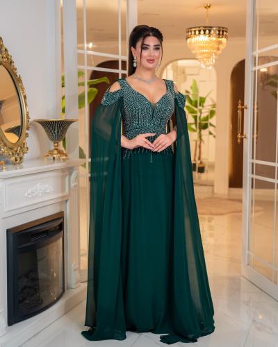 Luxurious green evening dress