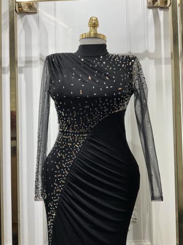 Black dress with transparent sleeves