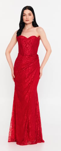 Red lace dress with corset