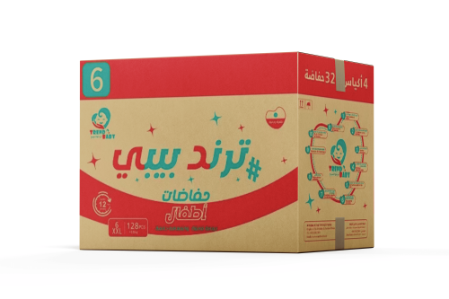 حفاظات اطفال ترند بيبي 6 جامبو +18 كجم عبوة 32 ( 4...
