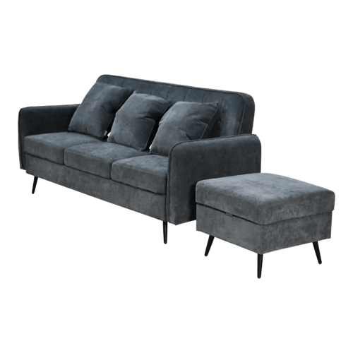 كنبة مودرن 3 مقاعد قماش مع صندوق تخزين