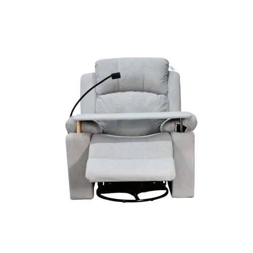 كرسي استرخاء هزاز دوار بطاولة وحامل جوال رمادي فات...