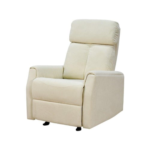 كرسي استرخاء هزاز فخم قماشي بيهكل معدني أوف وايت