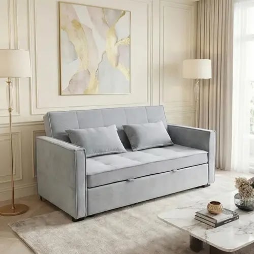 كنبة فاخرة قابلة للتعديل الي سرير مودرن رمادي