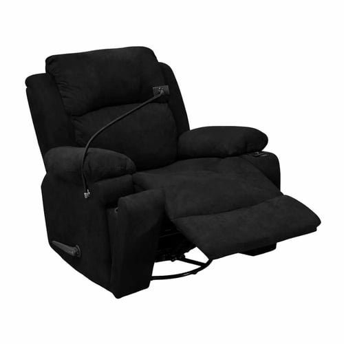 كرسي استرخاء هزاز دوار بطاولة وحامل جوال اسود