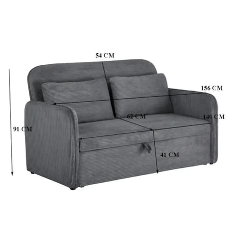 كنبة استرخاء مزدوجة قابلة للتحول إلى سرير – رمادي...