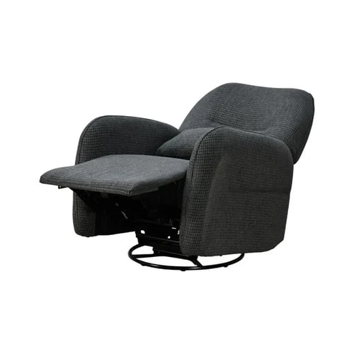 كرسي استرخاء فخم هزاز دوار قماشي مودرن رمادي غامق