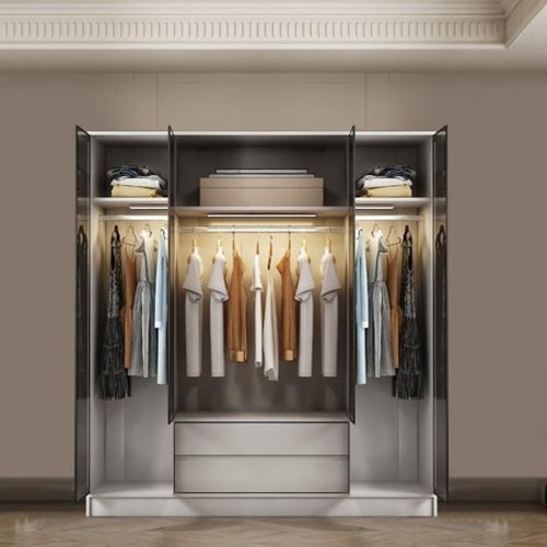 دولاب ملابس 4 باب زجاج مع إضاءة