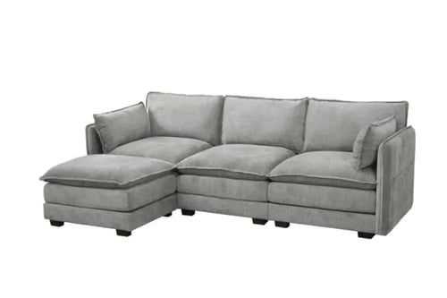 كنبة زاوية مودرن قماش عملية رمادي