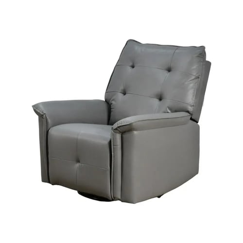 كرسي استرخاء فخم هزار دوار جلد بتصميم عصري رمادي