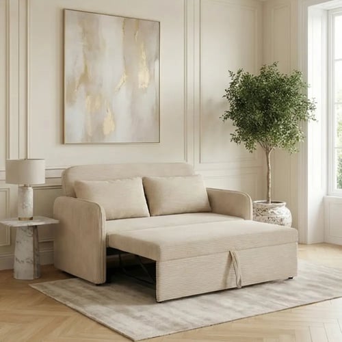 كنبة استرخاء مزدوجة قابلة للتحول إلى سرير – بيج