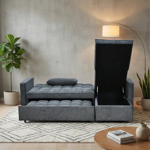 كنبة زاوية مودرن قماش قابلة للتحويل إلى سرير – رما...