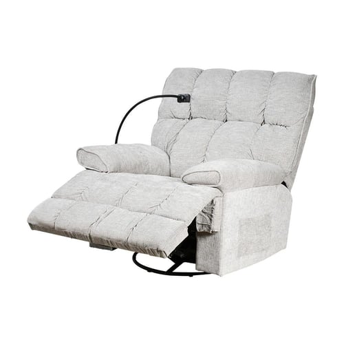 كرسي استرخاء فخم هزاز دوار بحامل جوال رمادي