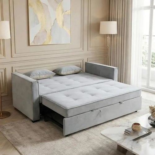 كنبة فاخرة قابلة للتعديل الي سرير مودرن رمادي