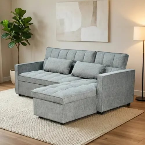 كنبة زاوية مودرن قماش قابلة للتحويل إلى سرير – رما...