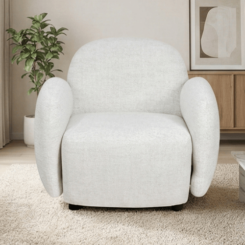 طقم كنب 2 مقعد فاخر مع كرسيين دوار وثابت أوف وايت