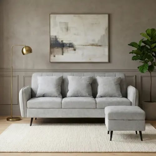 كنبة مودرن 3 مقاعد قماش مع صندوق تخزين