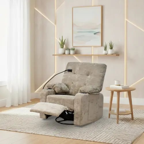 كرسي استرخاء فخم هزاز دوار مع حامل جوال كوفي