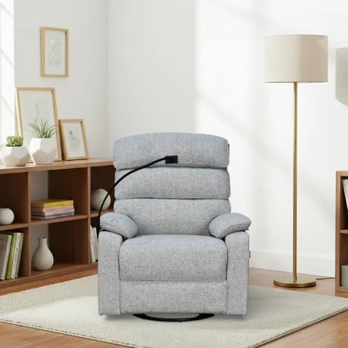 كرسي استرخاء فاخر هزار دوار بحامل جوال رمادي