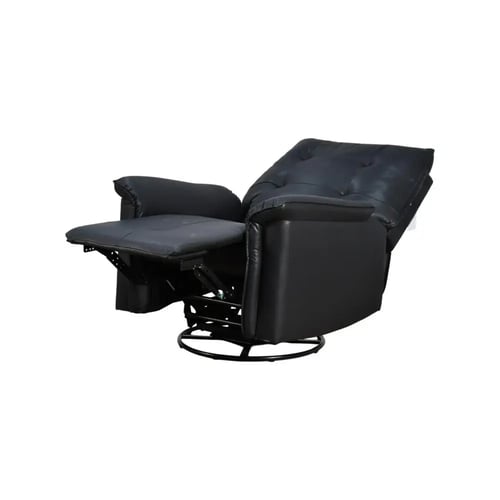 كرسي استرخاء فخم هزار دوار جلد بتصميم عصري أسود
