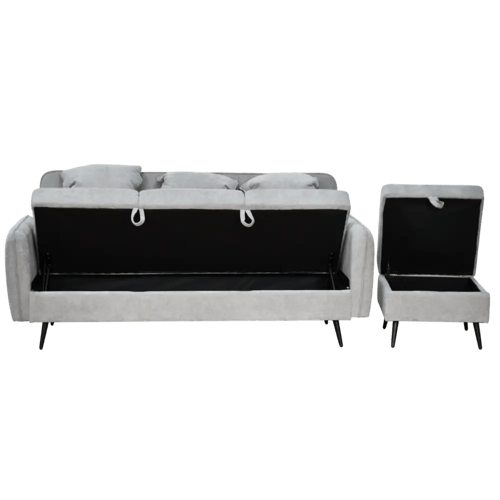 كنبة مودرن 3 مقاعد قماش مع صندوق تخزين