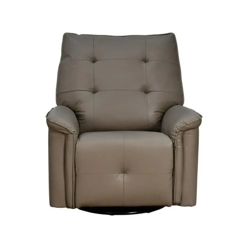 كرسي استرخاء فخم هزار دوار جلد بتصميم عصري بني