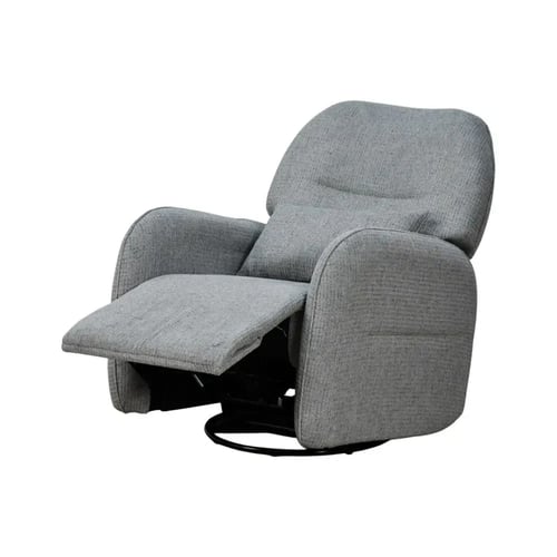 كرسي استرخاء فخم هزاز دوار قماشي مودرن رمادي غامق