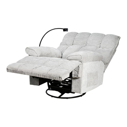 كرسي استرخاء فخم هزاز دوار بحامل جوال رمادي