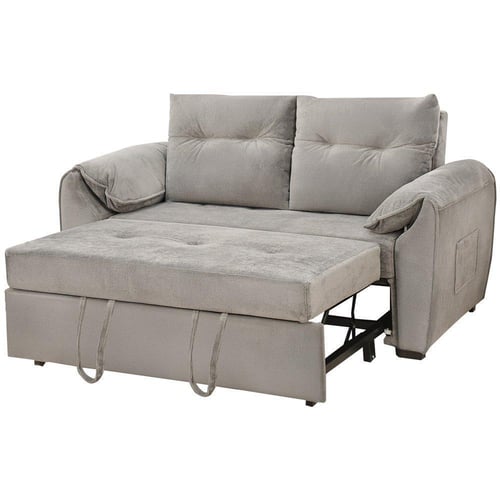 كنبة قابلة للتعديل إلى سرير - رمادي فضي