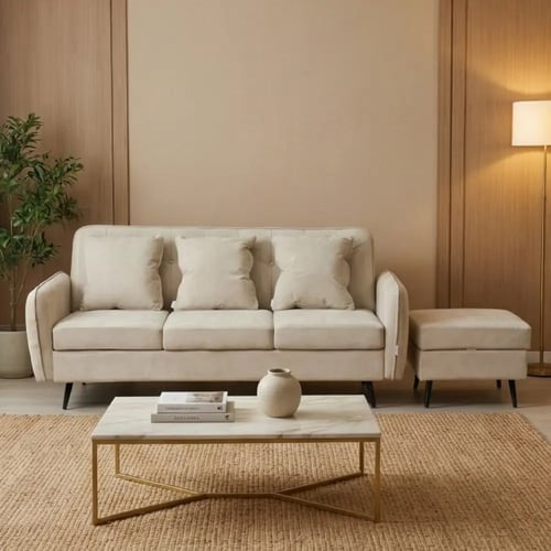 كنبة مودرن 3 مقاعد قماش مع صندوق تخزين