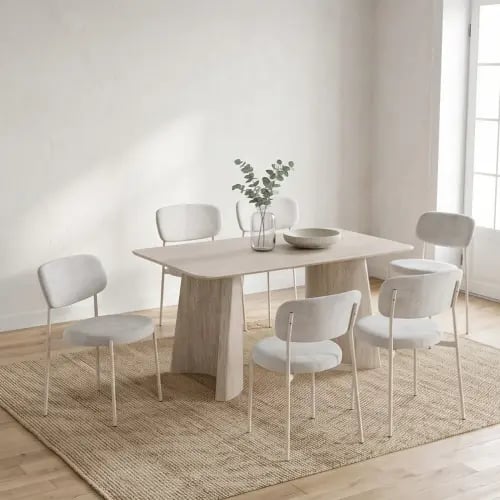 طاولة طعام خشب بيج مع 6 كراسي مودرن – M-037 BEIGE