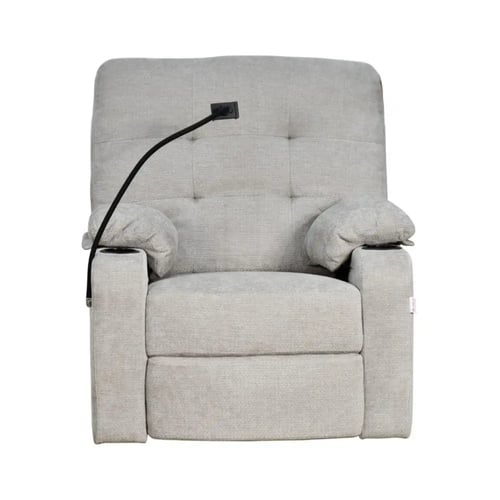 كرسي استرخاء فخم هزاز دوار بحامل جوال رمادي فاتح