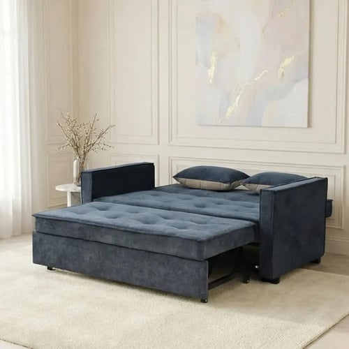 كنبة فاخرة قابلة للتعديل الي سرير مودرن رمادي غامق