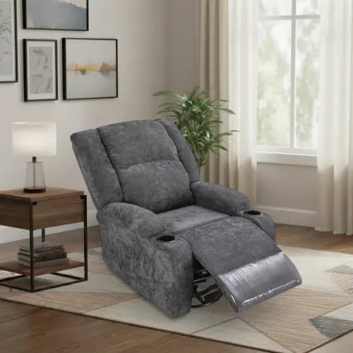 كرسي لواني استرخاء فخم هزاز دوار قماشي مودرن رمادي...