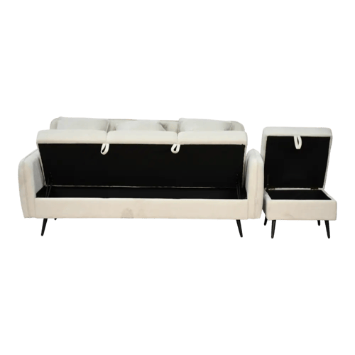 كنبة مودرن 3 مقاعد قماش مع صندوق تخزين