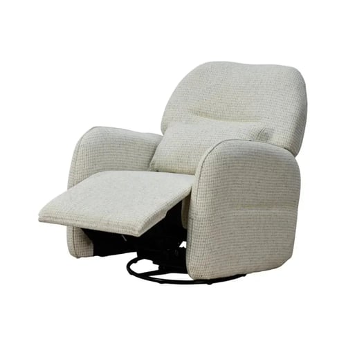 كرسي استرخاء فخم هزاز دوار قماشي مودرن أوف وايت