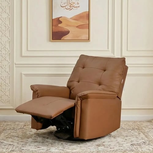 كرسي استرخاء فخم هزار دوار جلد بتصميم عصري جملي