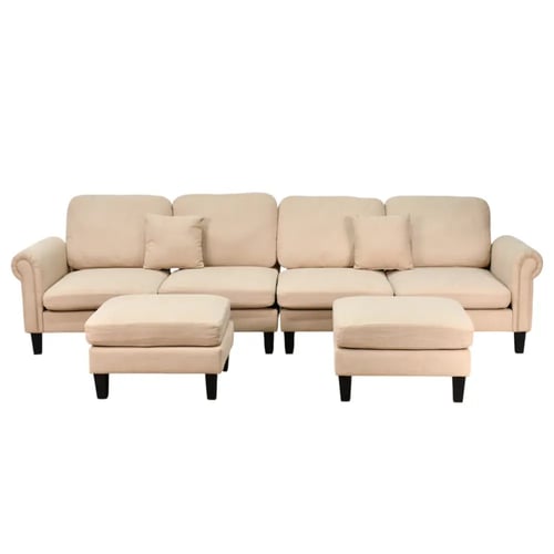 كنبة زاوية مودرن قماش تصميم عصري بيج