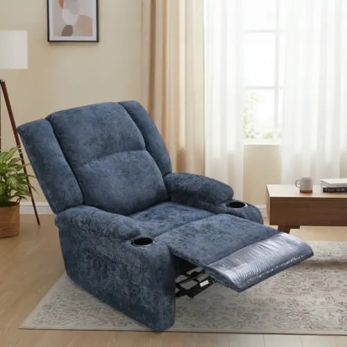 كرسي لواني استرخاء فخم ثابت قماشي مودرن ارزق داكن