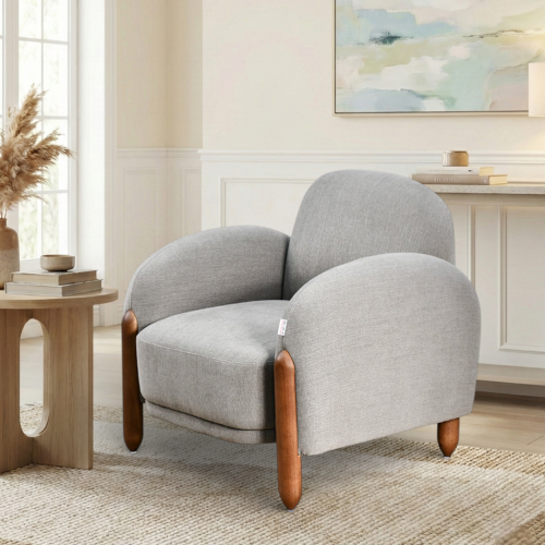 كرسي مفرد فخم قماش بهيكل خشبي مودرن