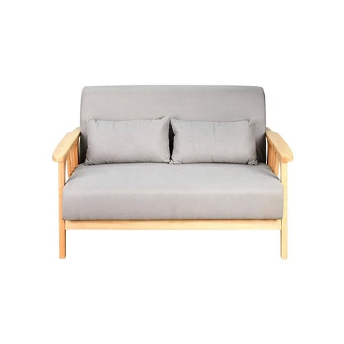 طقم كنب 6 مقاعد وطاولة بهيكل خشبي عصري رمادي