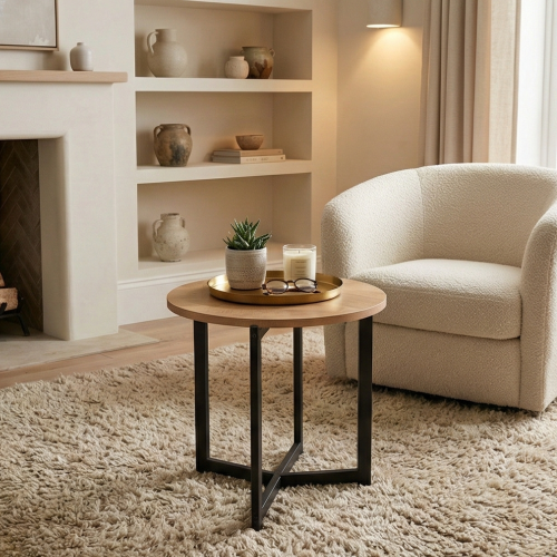 طاولة خدمة مفردة خشب تصميم عملي بيج